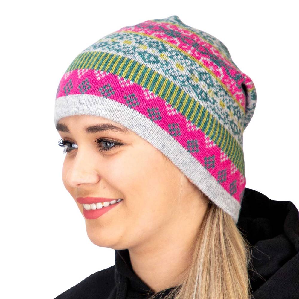Kunst Und Magie Long Beanie Mütze aus Lammwolle Wollmütze Nordisch Strickmütze Wolle Unisex für Sie und Ihn Versandkostenfrei