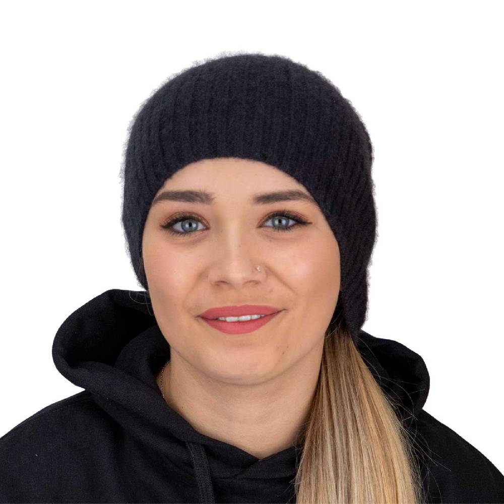 Kunst Und Magie Long Slouch Beanie Mütze aus Kashmir Wolle Wollmütze Unisex für Sie und Ihn Schwarz gerippt Großer Ausverkauf