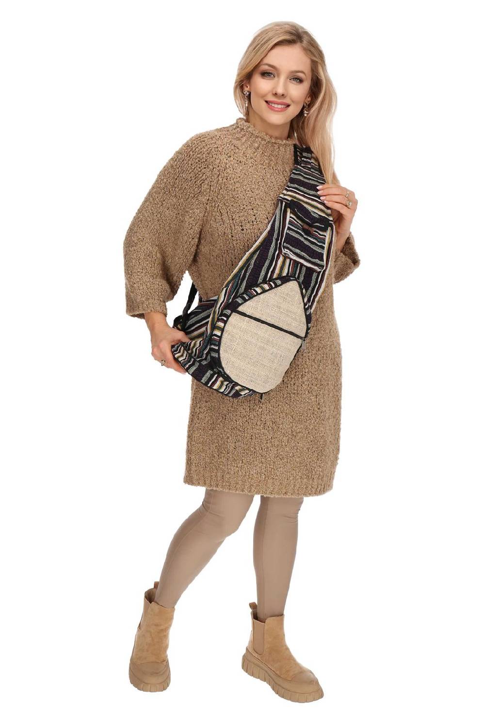 Kunst Und Magie Kunst und Magie Bunter Hippie Rucksack Schultertasche Slingbag Crossbody-Bag Hanf Begrenztes Angebot