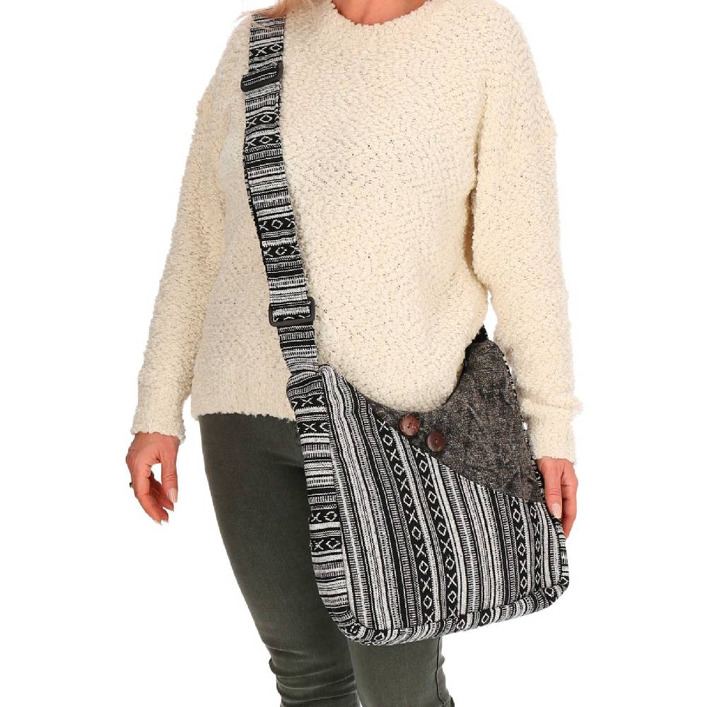Kunst Und Magie Kunst und Magie Damen Schultertasche Stonewashed Hippie Handtasche Boho Goa Tasche mit Schulterriemen Exklusivangebot