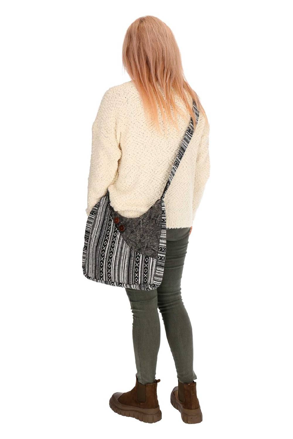 Kunst Und Magie Kunst und Magie Damen Schultertasche Stonewashed Hippie Handtasche Boho Goa Tasche mit Schulterriemen Exklusivangebot
