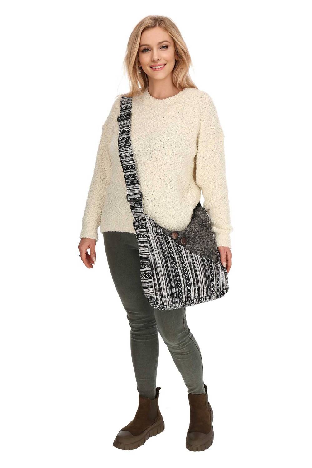 Kunst Und Magie Kunst und Magie Damen Schultertasche Stonewashed Hippie Handtasche Boho Goa Tasche mit Schulterriemen Exklusivangebot