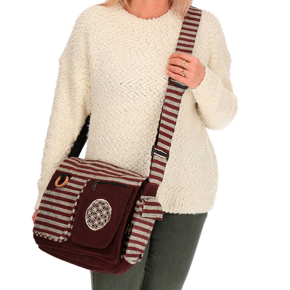 Kunst Und Magie Kunst und Magie Damen Schultertasche Lebensblume Hippie Handtasche Goa Tasche mit Schulterriemen Saisonschlussverkauf