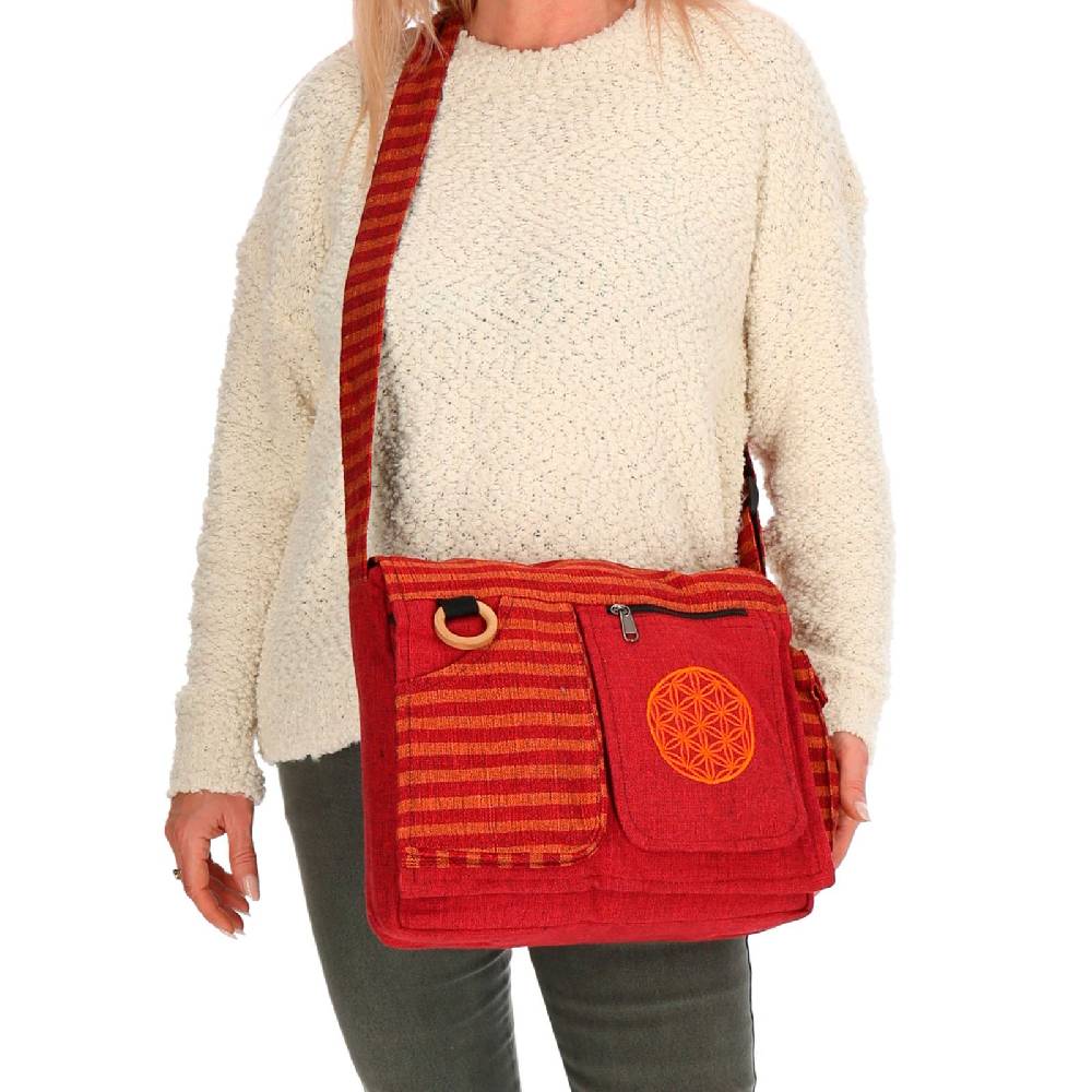 Kunst Und Magie Kunst und Magie Damen Schultertasche Lebensblume Hippie Handtasche Goa Tasche mit Schulterriemen Saisonschlussverkauf