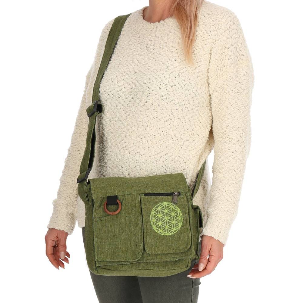 Kunst Und Magie Damen Tasche mit Schulterriemen Lebensblume Umhängetasche Hippie Handtasche Goa Schultertasche Osterangebot