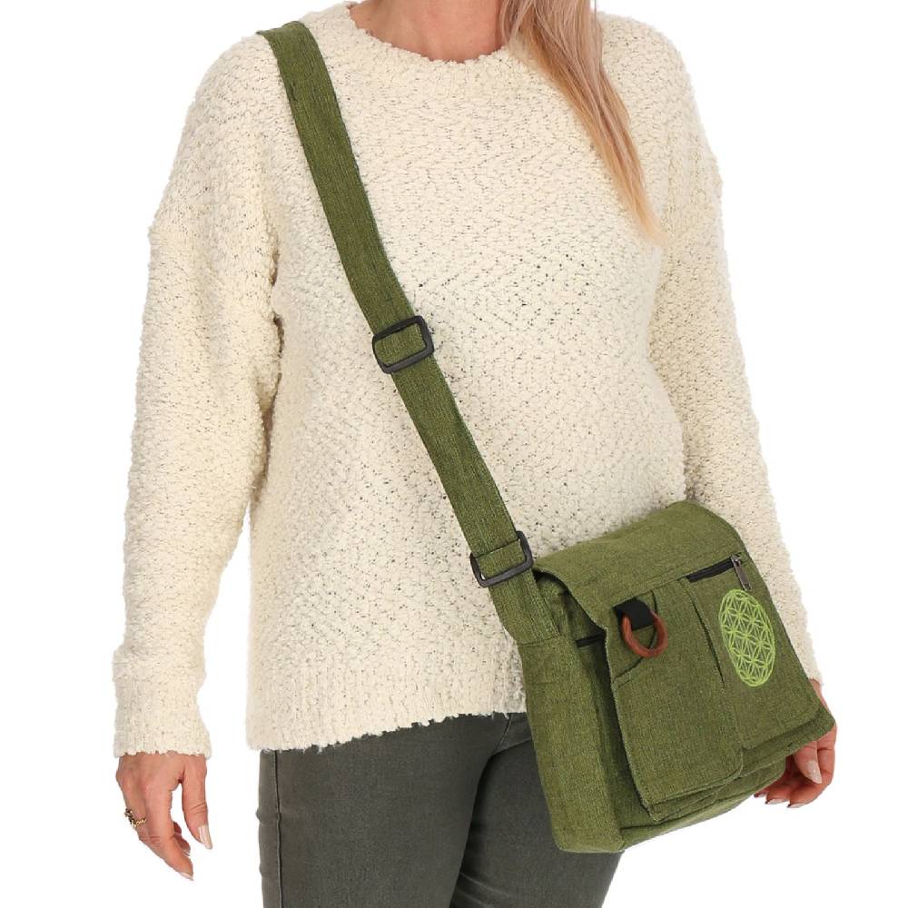 Kunst Und Magie Damen Tasche mit Schulterriemen Lebensblume Umhängetasche Hippie Handtasche Goa Schultertasche Osterangebot
