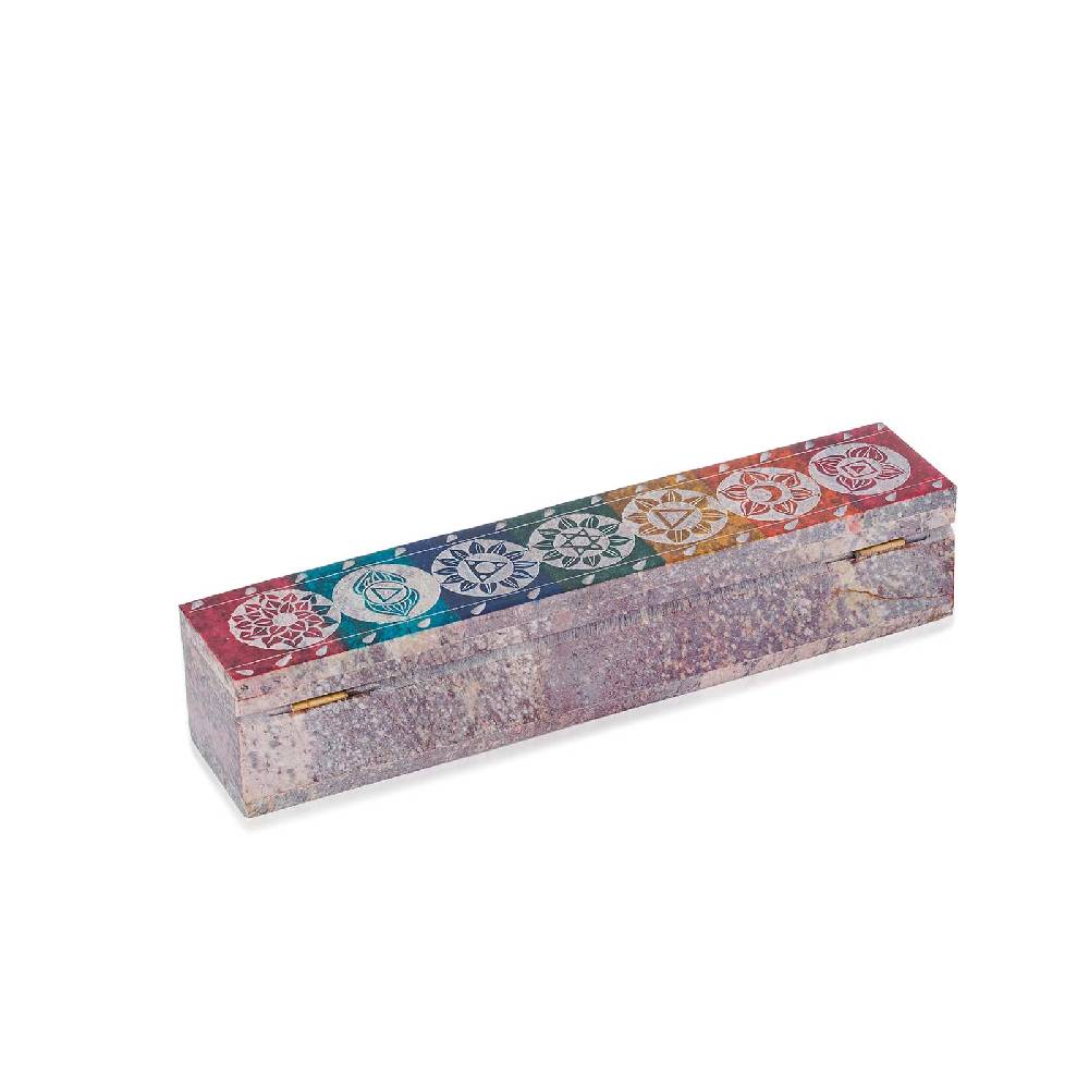 Kunst Und Magie Räucherstäbchenhalter - 7 Chakra Dose Box für Räucherstäbchen Speckstein Box VIP-Rabatte