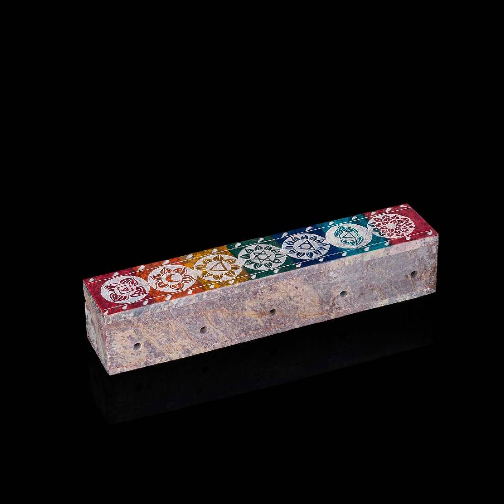 Kunst Und Magie Räucherstäbchenhalter - 7 Chakra Dose Box für Räucherstäbchen Speckstein Box VIP-Rabatte