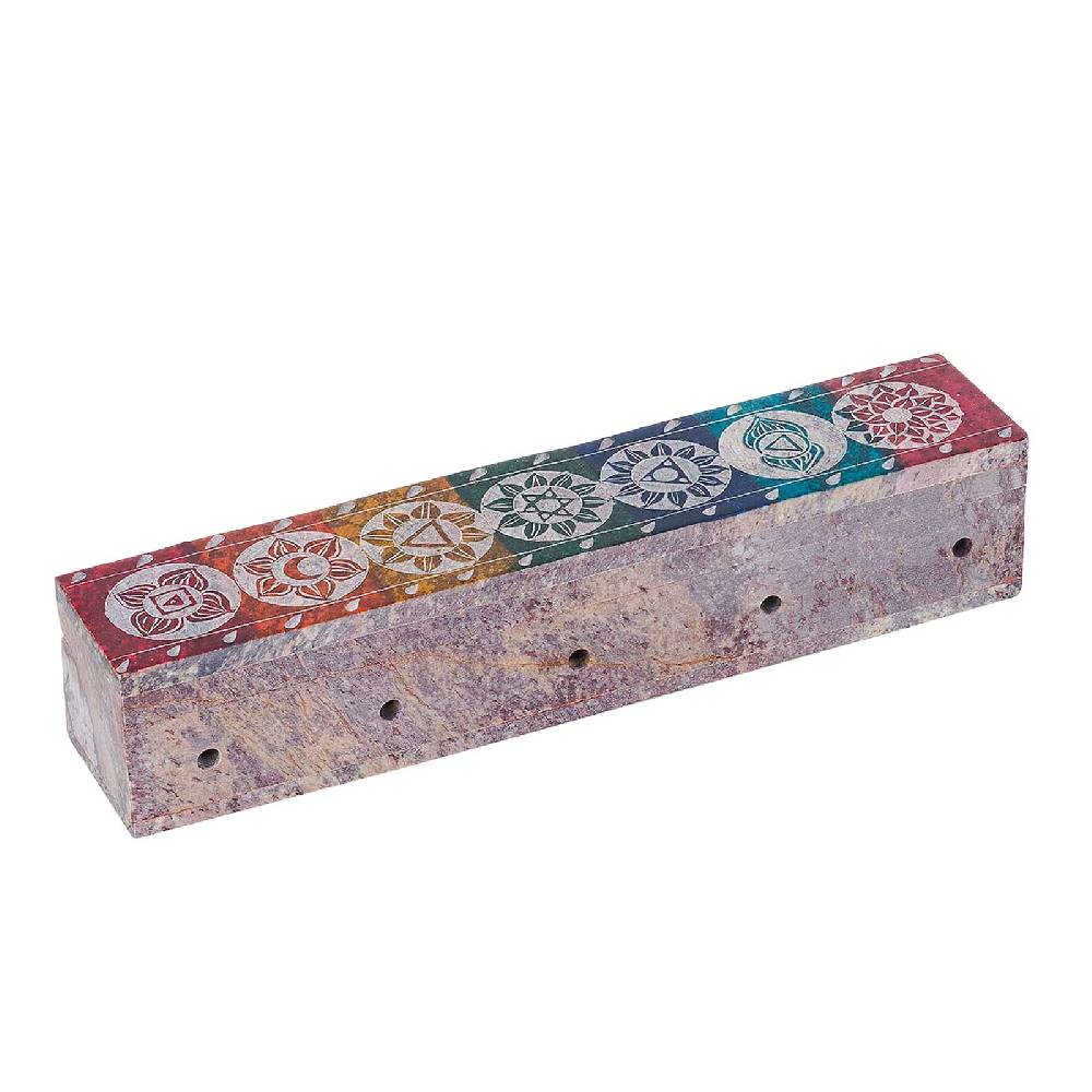 Kunst Und Magie Räucherstäbchenhalter - 7 Chakra Dose Box für Räucherstäbchen Speckstein Box VIP-Rabatte