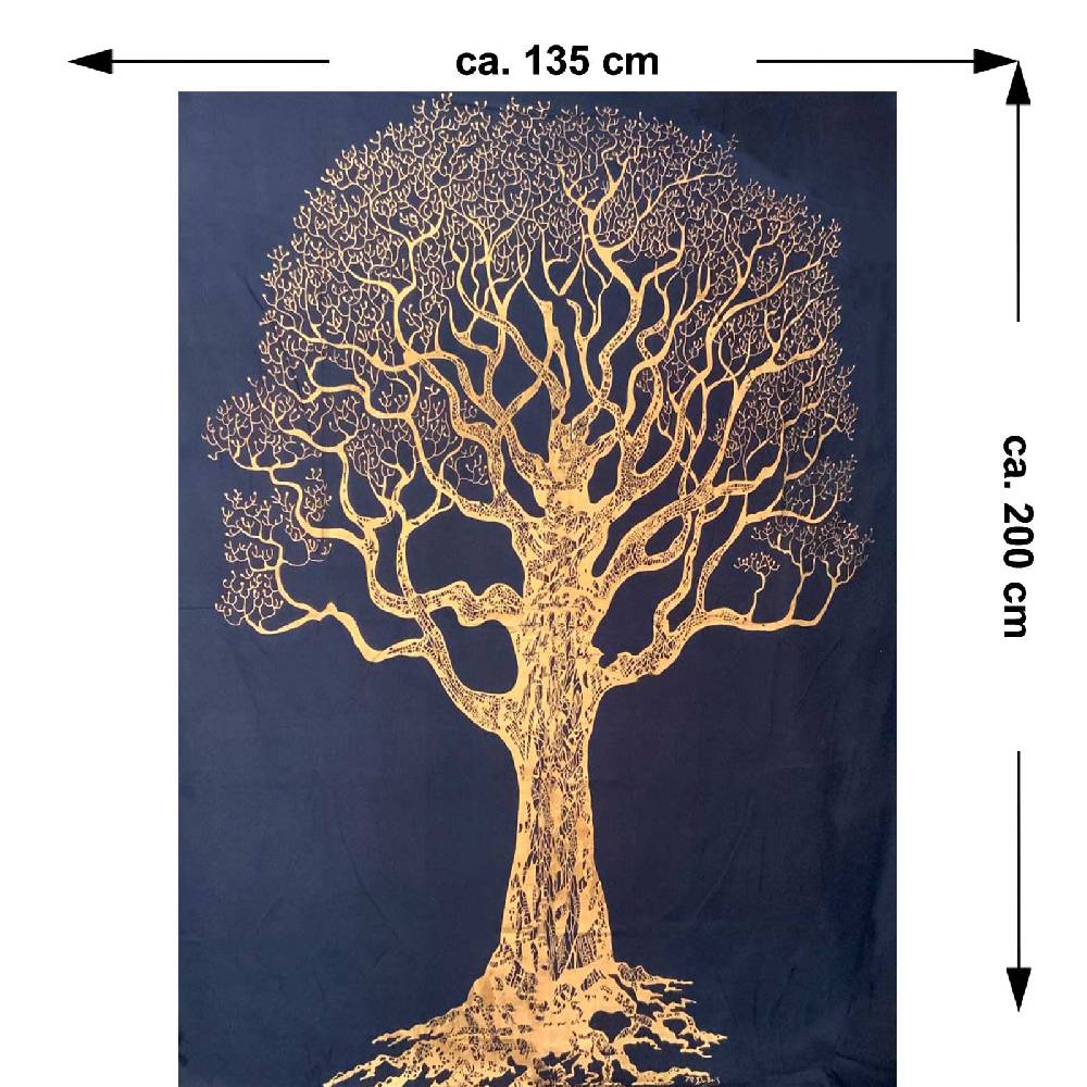 Kunst Und Magie Kunst und Magie Tagesdecke Wandbehang Deko Tuch Goldener Elefant Bohi Baum ca. 200 x135cm Vierteljährliche Förderung