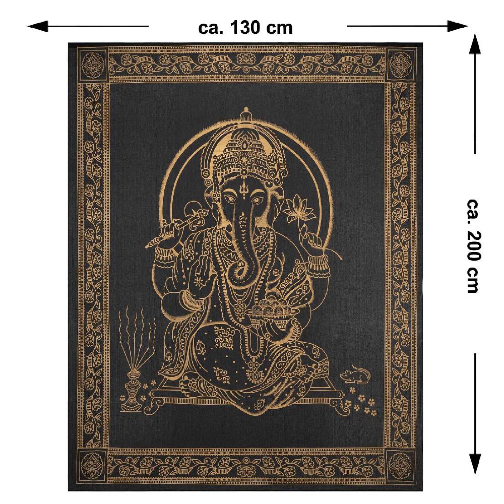 Kunst Und Magie Kunst und Magie Tagesdecke Wandbehang Wand Deko Tuch Lord Ganesha ca. 200 x135cm Wandteppich Nur noch ein Tag übrig