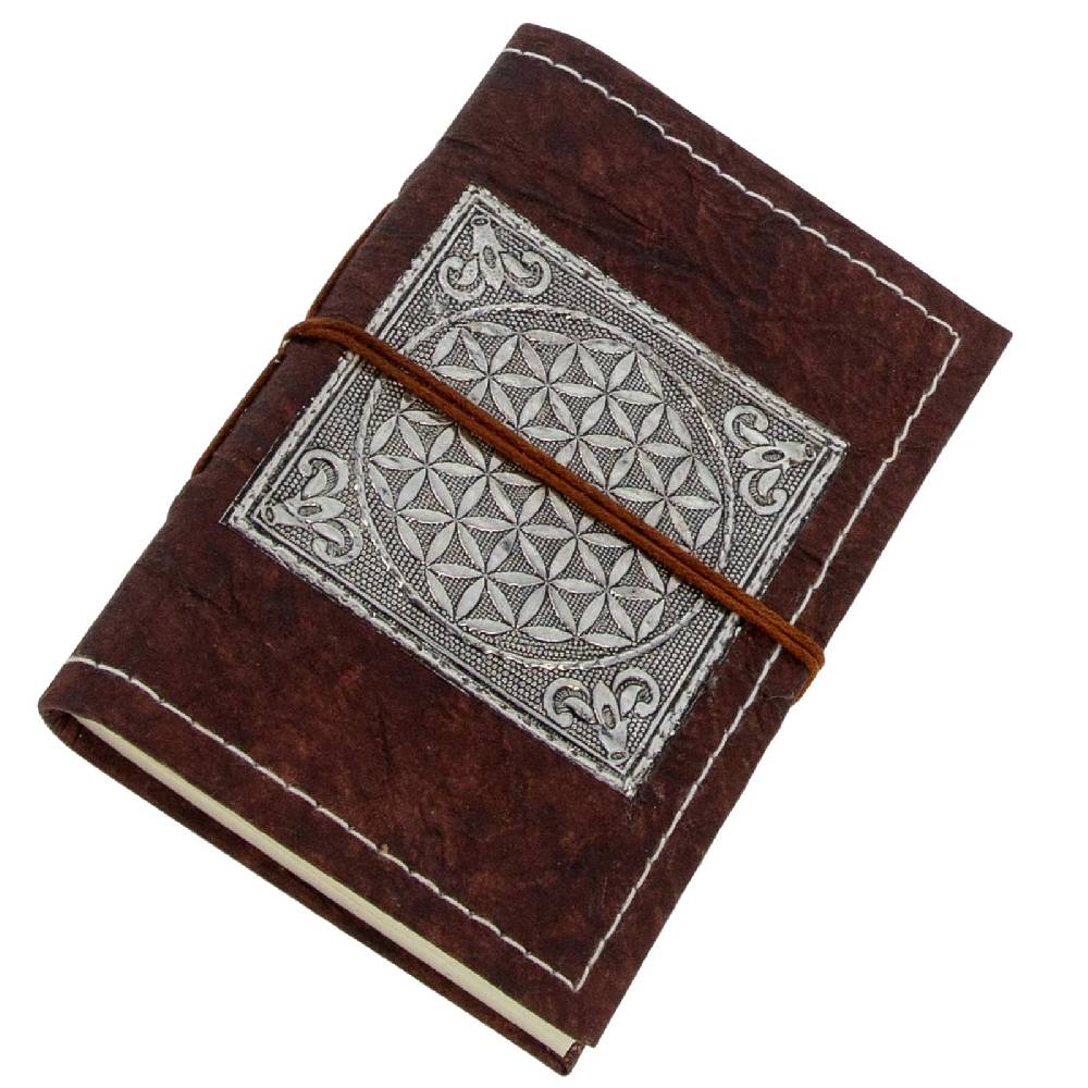 Kunst Und Magie Tagebuch Poesiealbum Lebensblume Blume des Lebens handgefertigt - Geprägtes Notizbuch 15x11cm Flower of Life zollfrei
