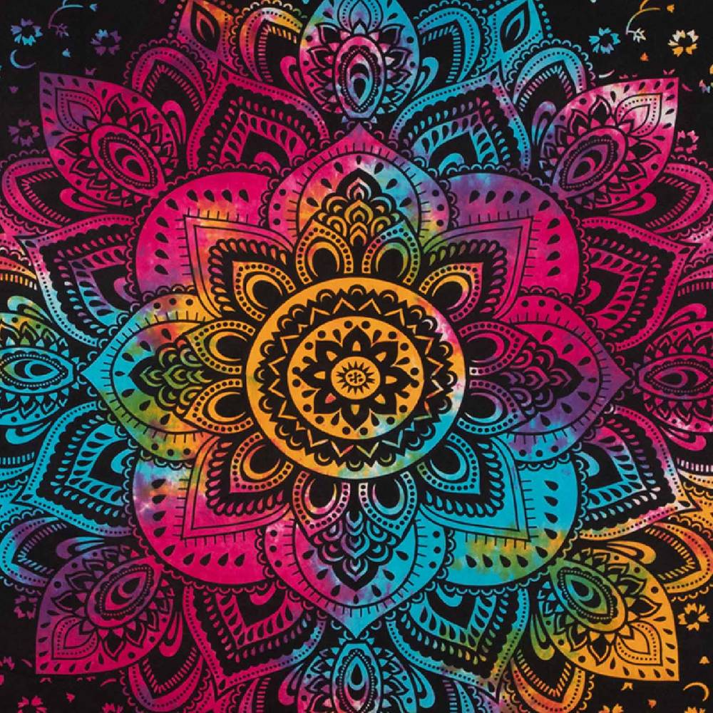Kunst Und Magie Kunst und Magie Tagesdecke Wandbehang Buntes Tuch Lotus Mandala ca. 200 x 135 cm Schlussverkauf