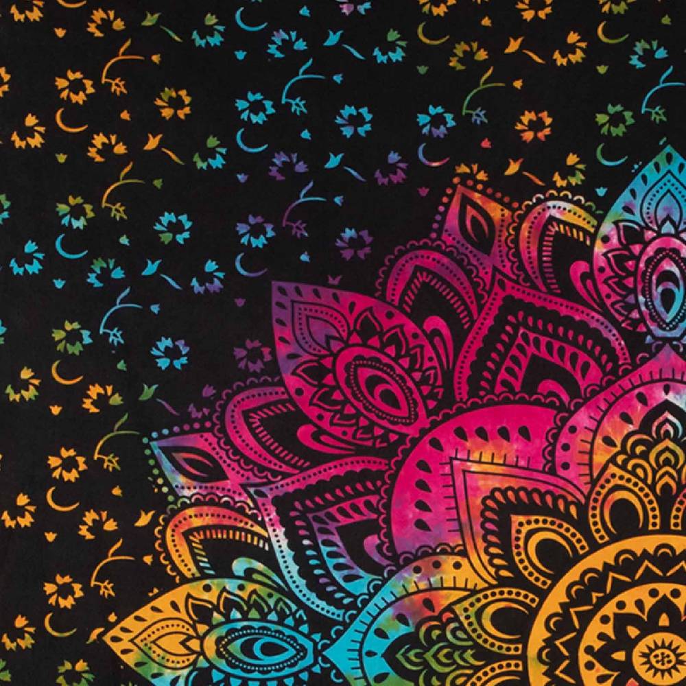 Kunst Und Magie Kunst und Magie Tagesdecke Wandbehang Buntes Tuch Lotus Mandala ca. 200 x 135 cm Schlussverkauf