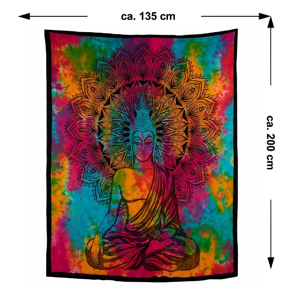 Kunst Und Magie Buddha Dekotuch Große Tagesdecke Wandbehang Tuch Goa ca. 135 x 200cm Günstiger Verkauf