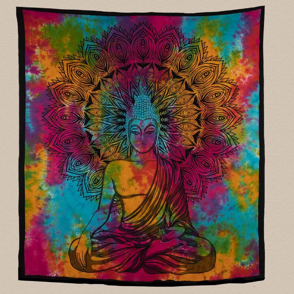 Kunst Und Magie Buddha Dekotuch Große Tagesdecke Wandbehang Tuch Goa ca. 135 x 200cm Günstiger Verkauf