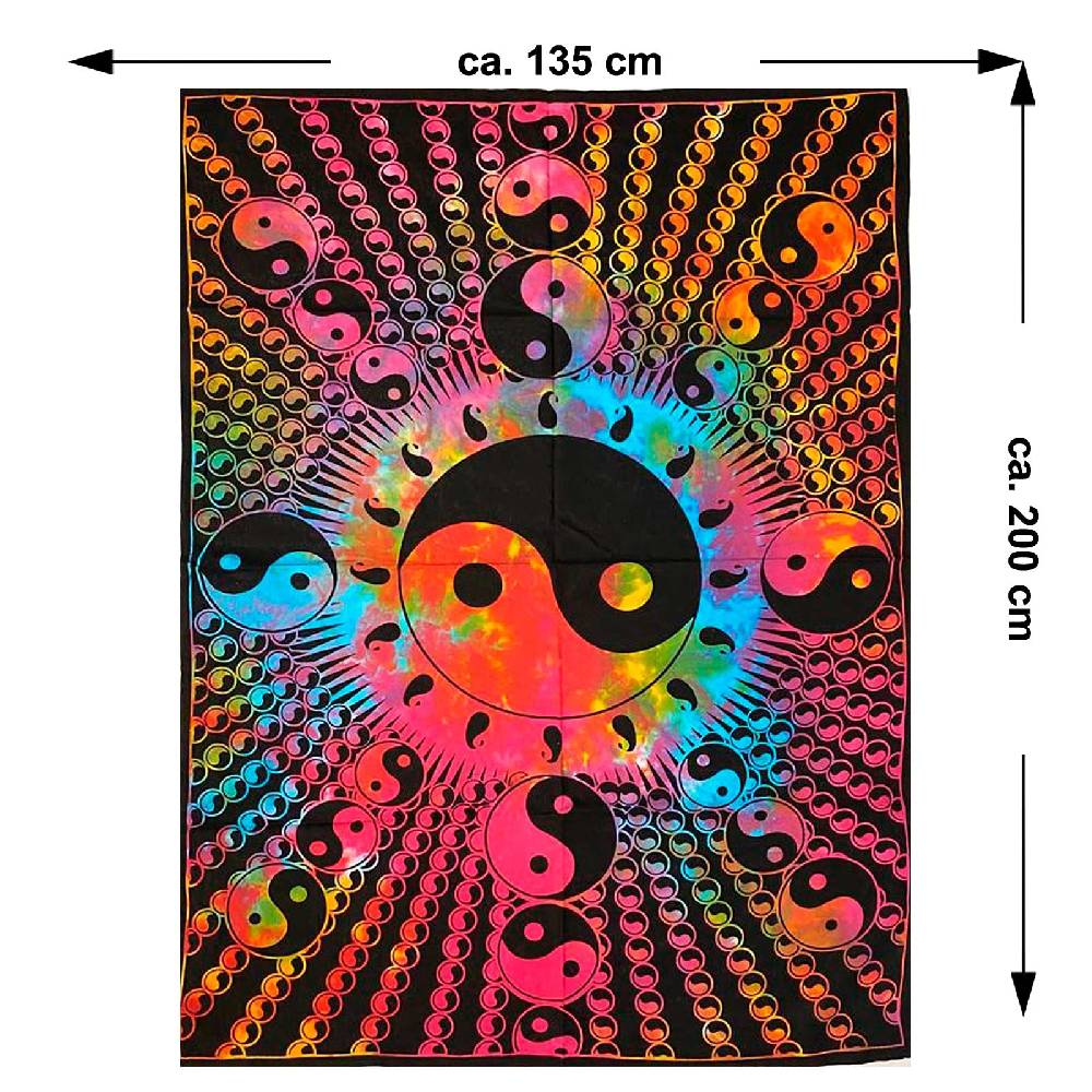 Kunst Und Magie Kunst und Magie Tagesdecke Wandbehang Buntes Tuch Ying & Yang Mandala ca. 200 x 135 cm Meist gekauft