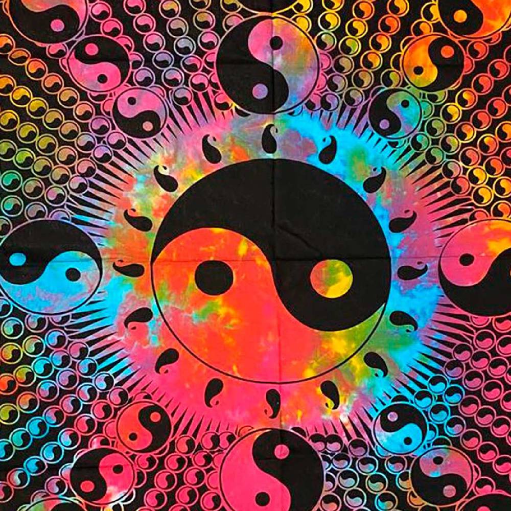 Kunst Und Magie Kunst und Magie Tagesdecke Wandbehang Buntes Tuch Ying & Yang Mandala ca. 200 x 135 cm Meist gekauft