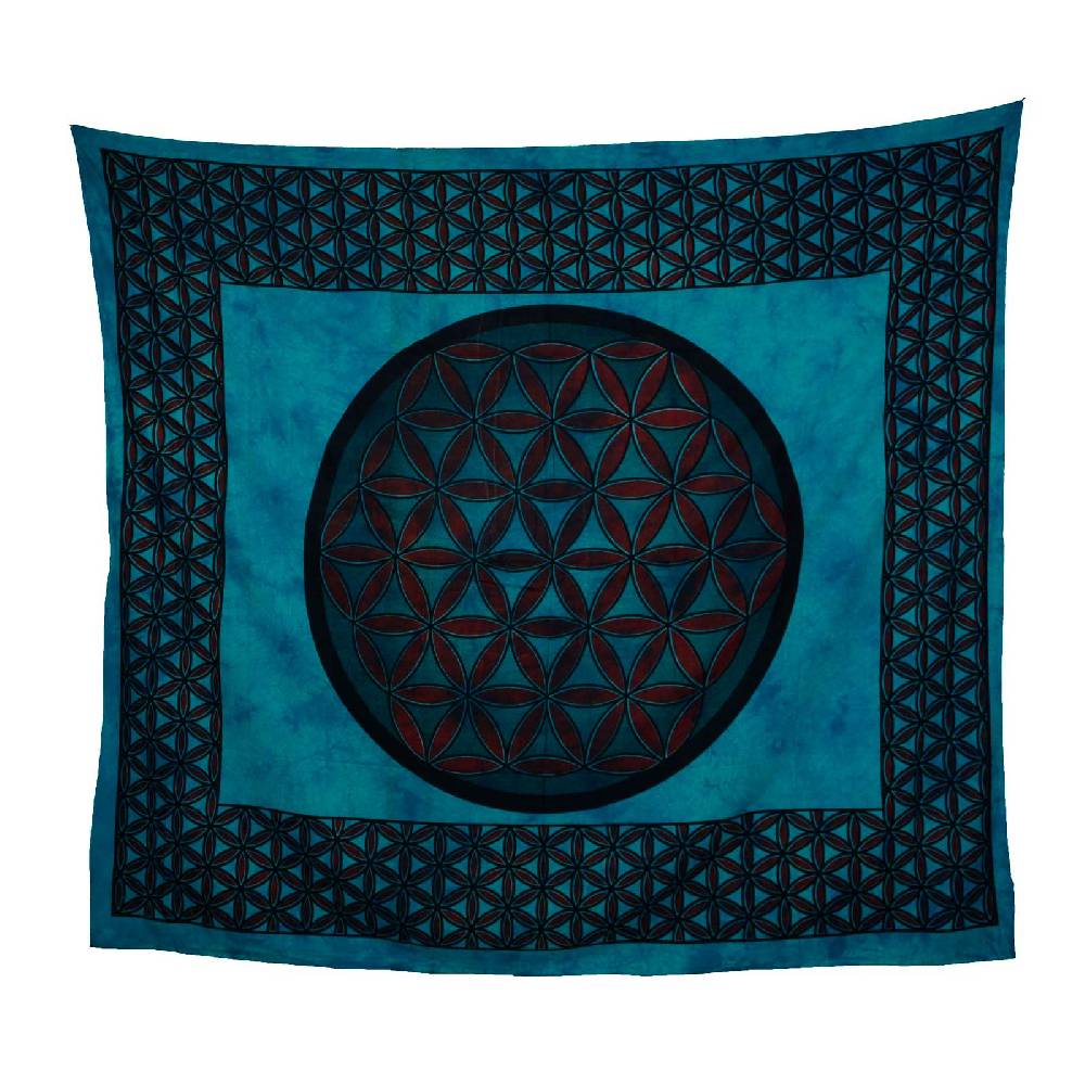 Kunst Und Magie Tagesdecke Wandbehang Blume des Lebens Mandala Tuch Indien ca. 230 x 210 cm von Kunst und Magie Blitzverkäufe