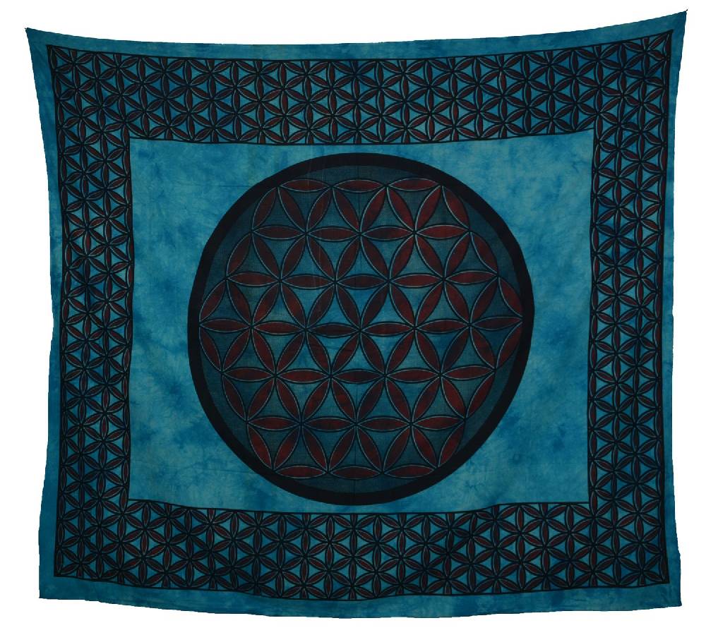 Kunst Und Magie Tagesdecke Wandbehang Blume des Lebens Mandala Tuch Indien ca. 230 x 210 cm von Kunst und Magie Blitzverkäufe