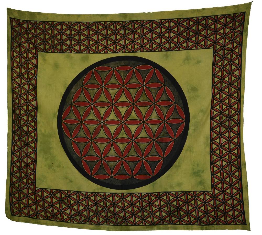 Kunst Und Magie Tagesdecke Wandbehang Blume des Lebens Mandala Tuch Indien ca. 230 x 210 cm von Kunst und Magie Kostenloser Versand