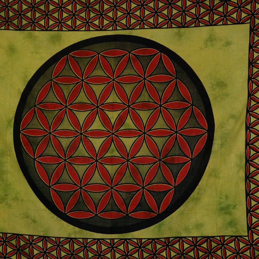 Kunst Und Magie Tagesdecke Wandbehang Blume des Lebens Mandala Tuch Indien ca. 230 x 210 cm von Kunst und Magie Kostenloser Versand