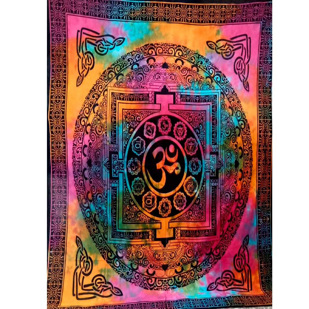 Kunst Und Magie Aum Tagesdecke Wandbehang Deko Tuch OM Yantra Mandala Yoga Goa Hippie ca. 200x135cm Limitierter Zeitrabatt