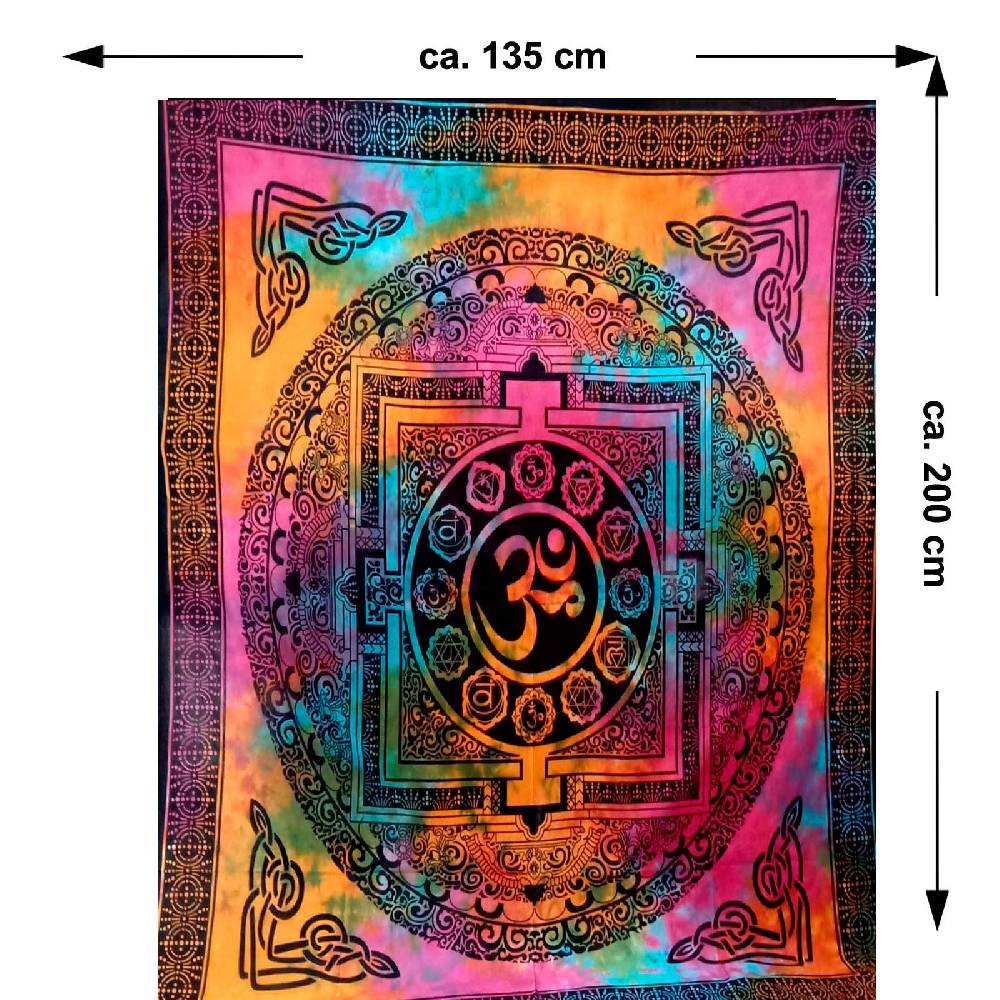 Kunst Und Magie Aum Tagesdecke Wandbehang Deko Tuch OM Yantra Mandala Yoga Goa Hippie ca. 200x135cm Limitierter Zeitrabatt