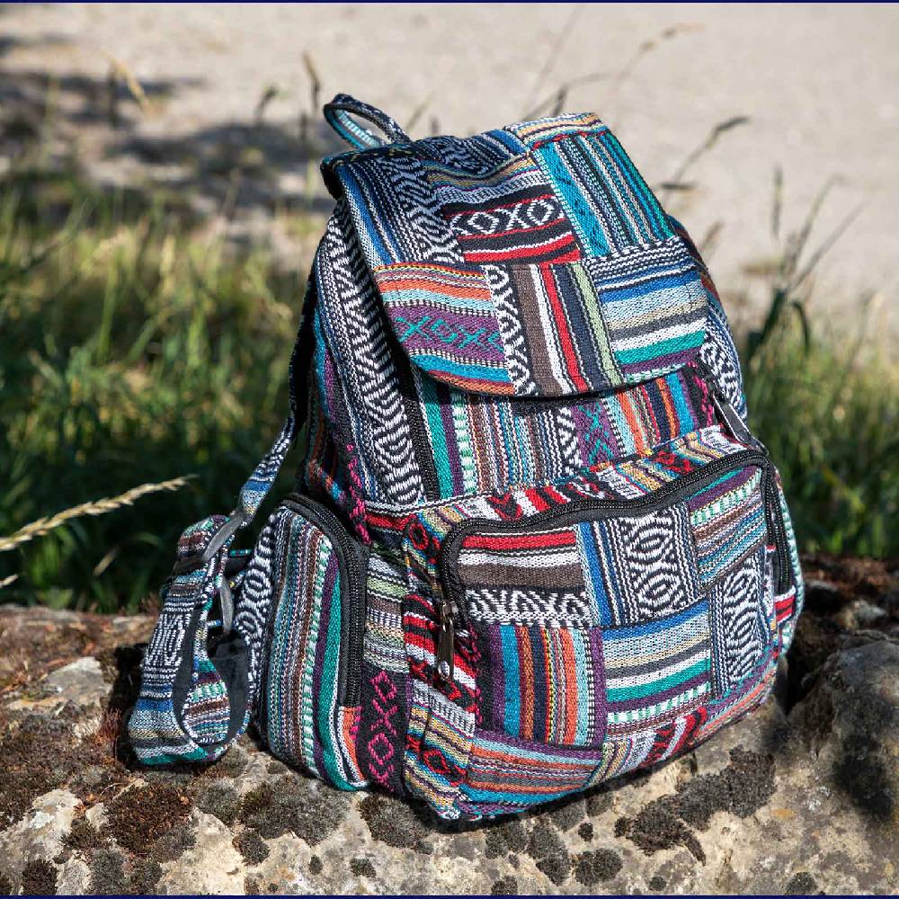 Kunst Und Magie Kunst und Magie Bunter Hippie Rucksack Tagesrucksack Daypack Nepal Fair Nachhaltig Preisnachlass