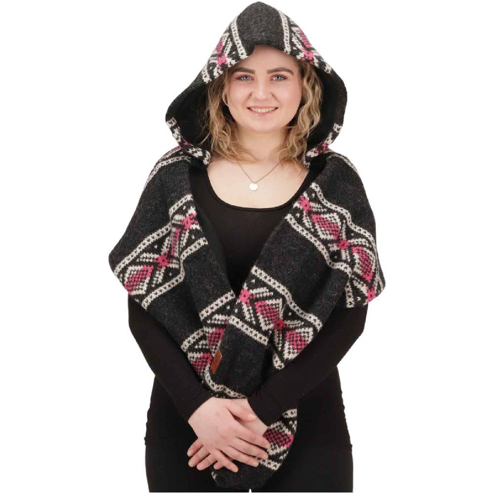 Kunst Und Magie Damen Kapuzenschal Loop Schal Hoodie Schalmütze Poncho aus Wolle gestrickt Vatertagsangebot