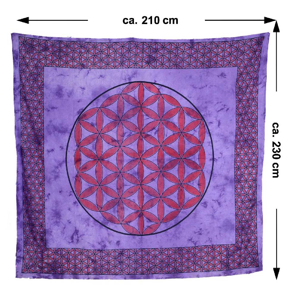 Kunst Und Magie Tagesdecke Wandbehang Blume des Lebens Mandala Tuch Indien ca. 230 x 210 cm von Kunst und Magie Valentinstagsangebot