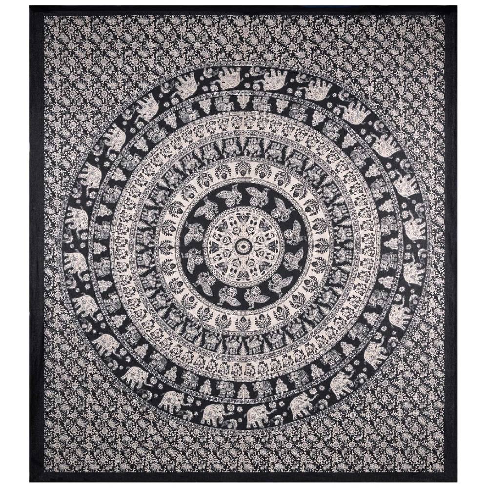 Kunst Und Magie Kunst und Magie Tagesdecke Wandbehang Deko Tuch Elefant Mandala ca. 210 x 235 cm Lagerräumung