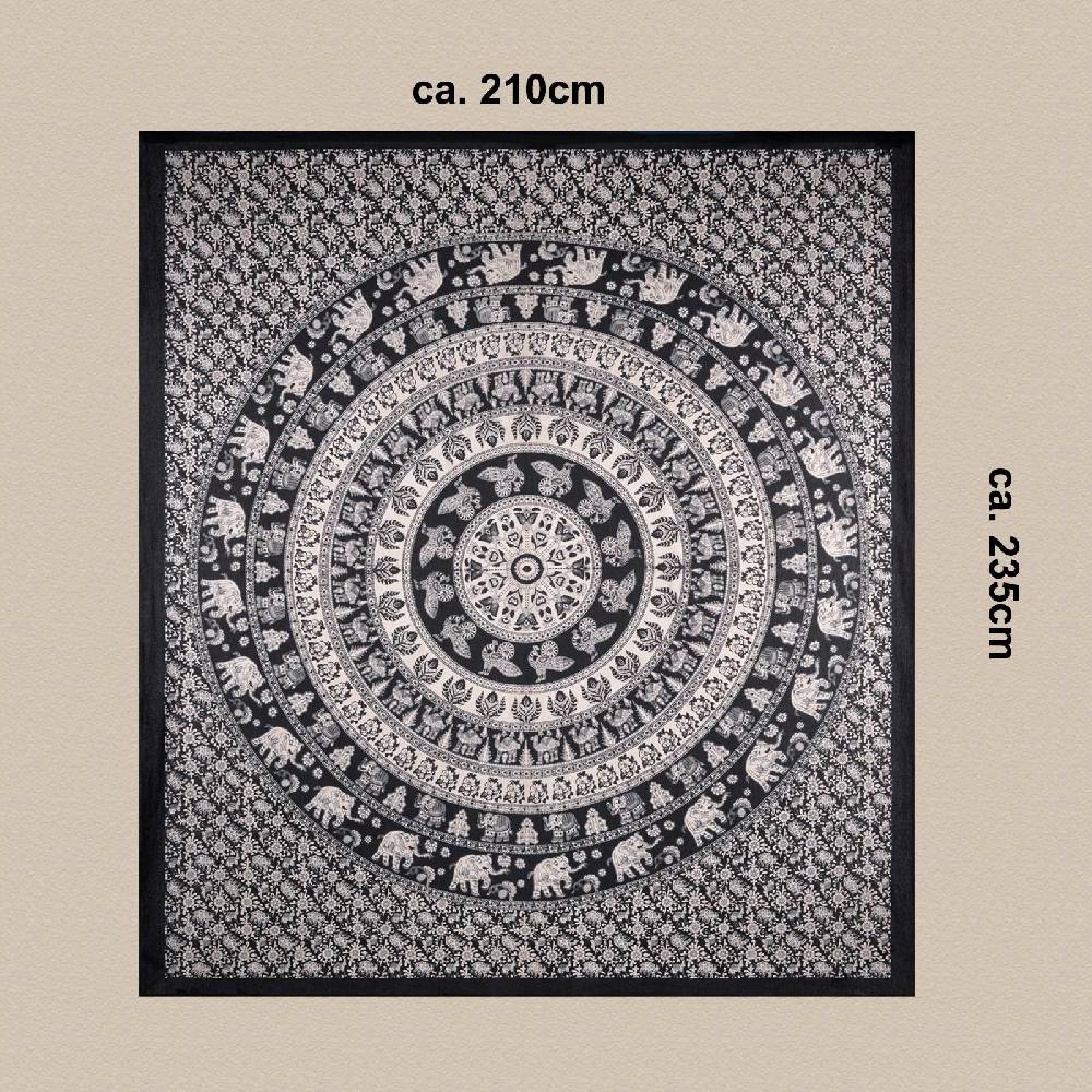 Kunst Und Magie Kunst und Magie Tagesdecke Wandbehang Deko Tuch Elefant Mandala ca. 210 x 235 cm Lagerräumung