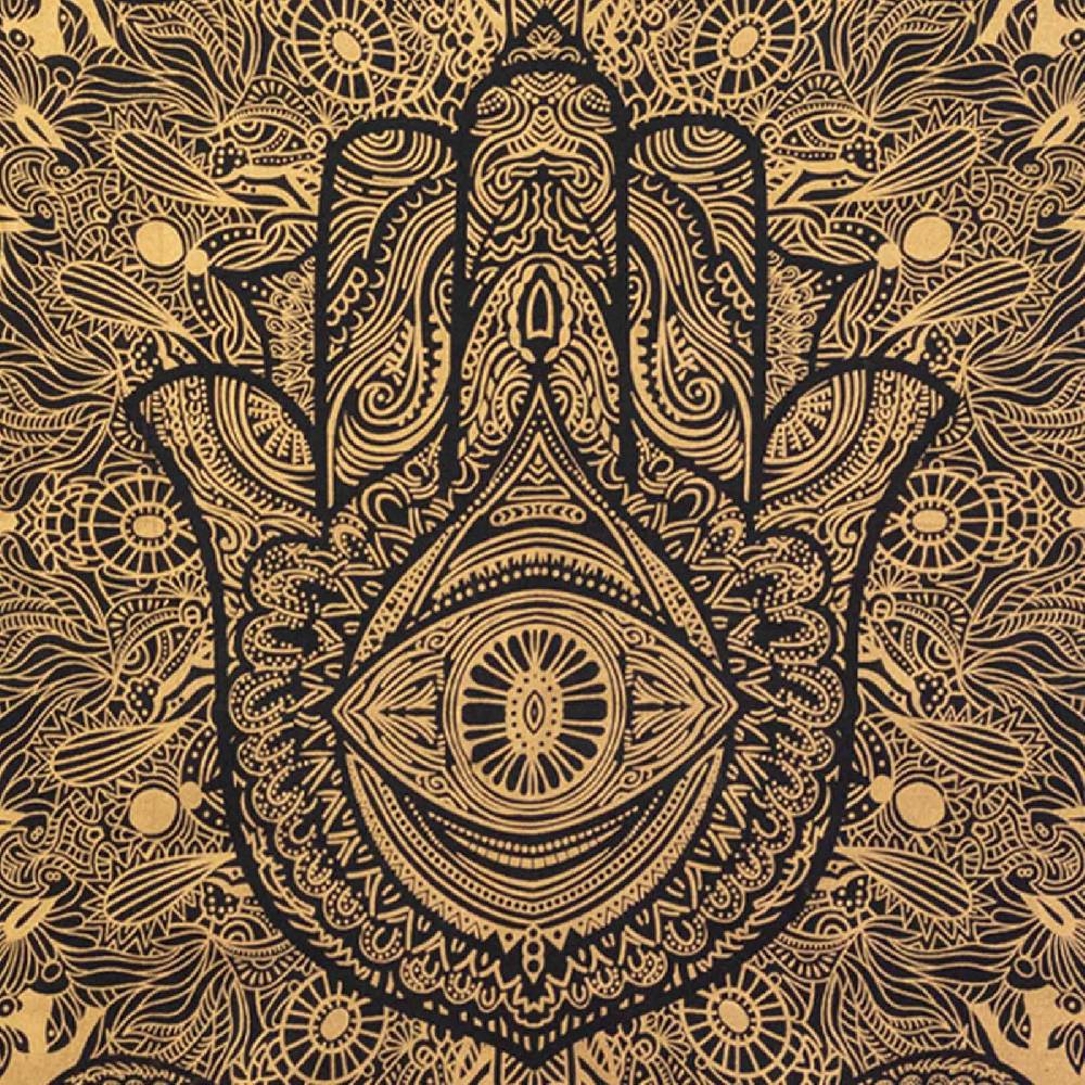 Kunst Und Magie Kunst und Magie Tagesdecke Wandbehang Deko Tuch Goldene Hamsa Hand ca. 200 x135cm Heißer Verkauf