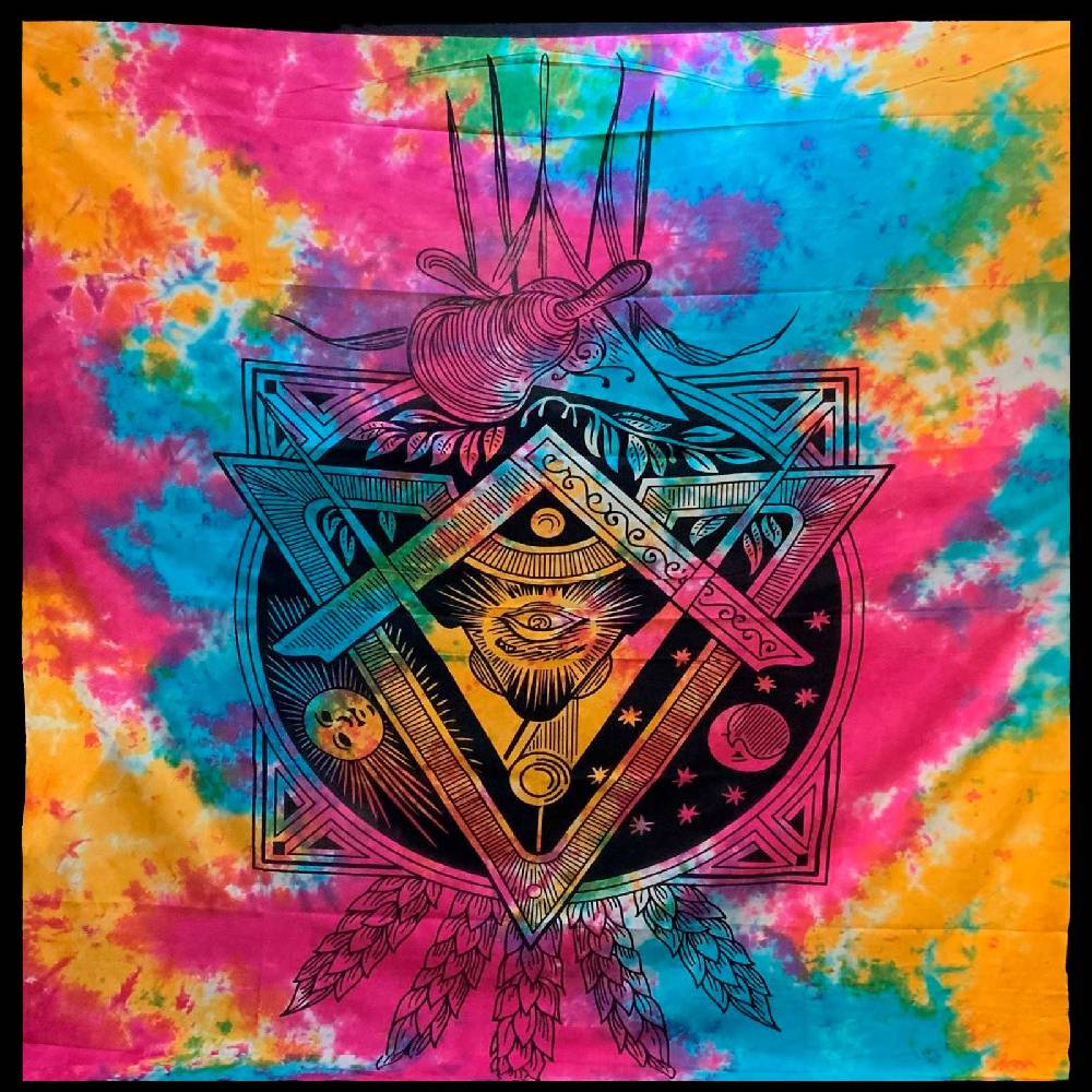 Kunst Und Magie Freimaurer Symbol Tagesdecke Wandbehang Bunt Deko Auge Gottes Tuch Bunt ca. 200 x 230cm Top Angebot