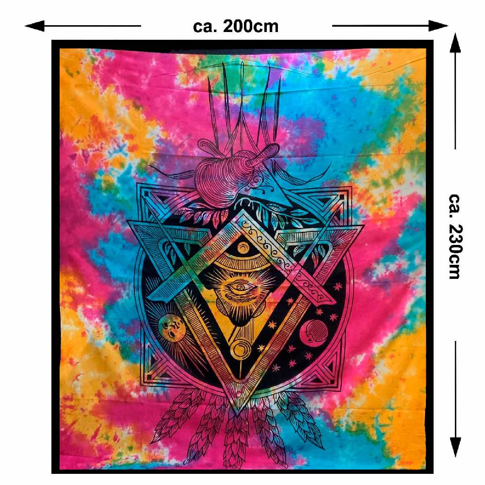 Kunst Und Magie Freimaurer Symbol Tagesdecke Wandbehang Bunt Deko Auge Gottes Tuch Bunt ca. 200 x 230cm Top Angebot