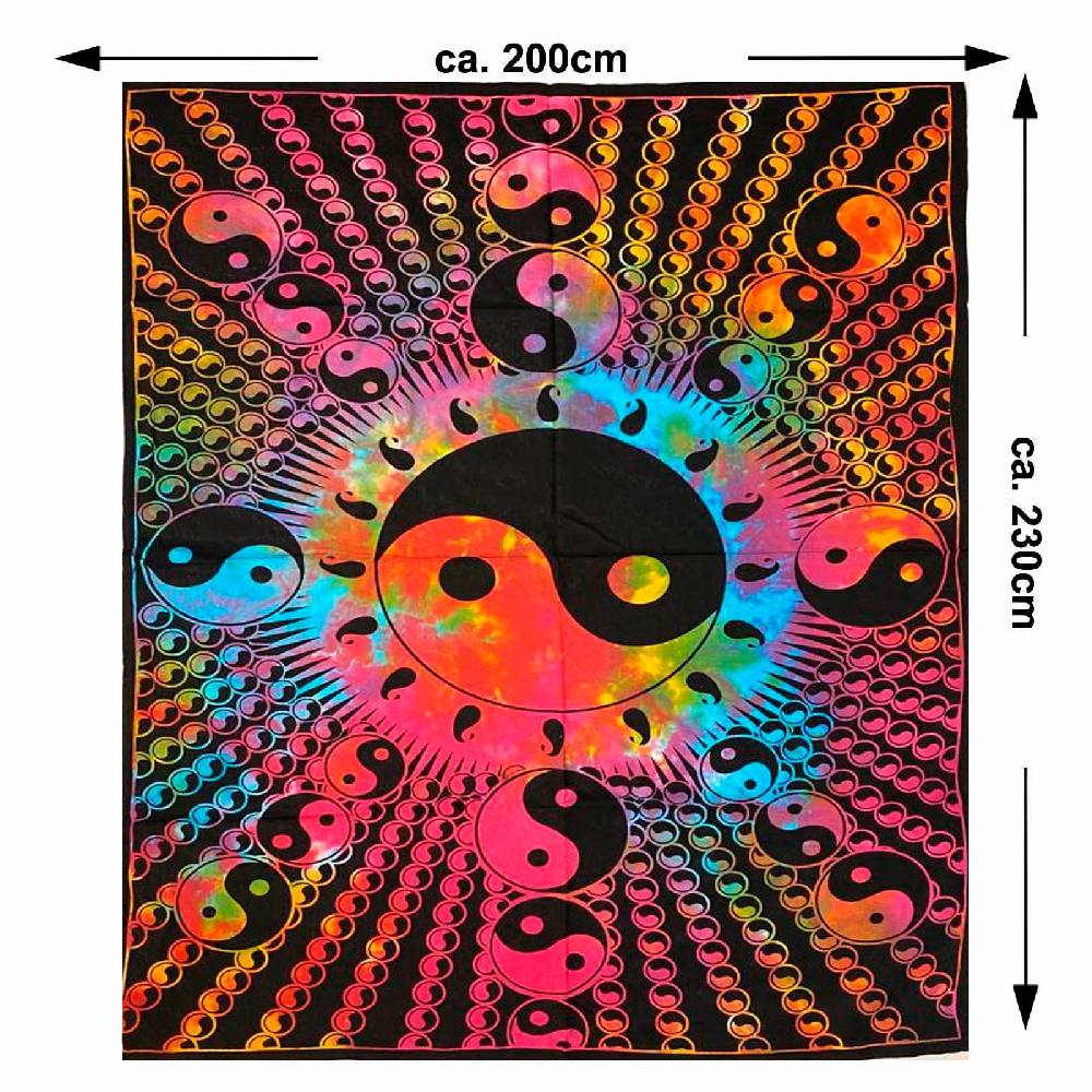 Kunst Und Magie Kunst und Magie Tagesdecke Wandbehang Tuch Buntes Ying & Yang Mandala ca. 200 x 230cm Große Rabatte