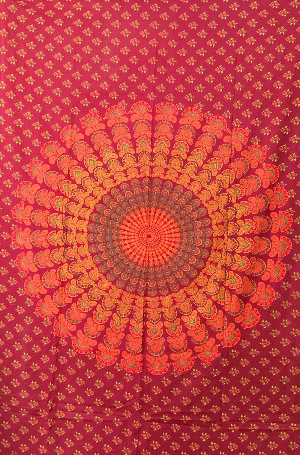 Kunst Und Magie Tagesdecke Wandbehang Mandala Deko Tuch Peacock Pfau XL ca. 200 x 230cm Neuheiten
