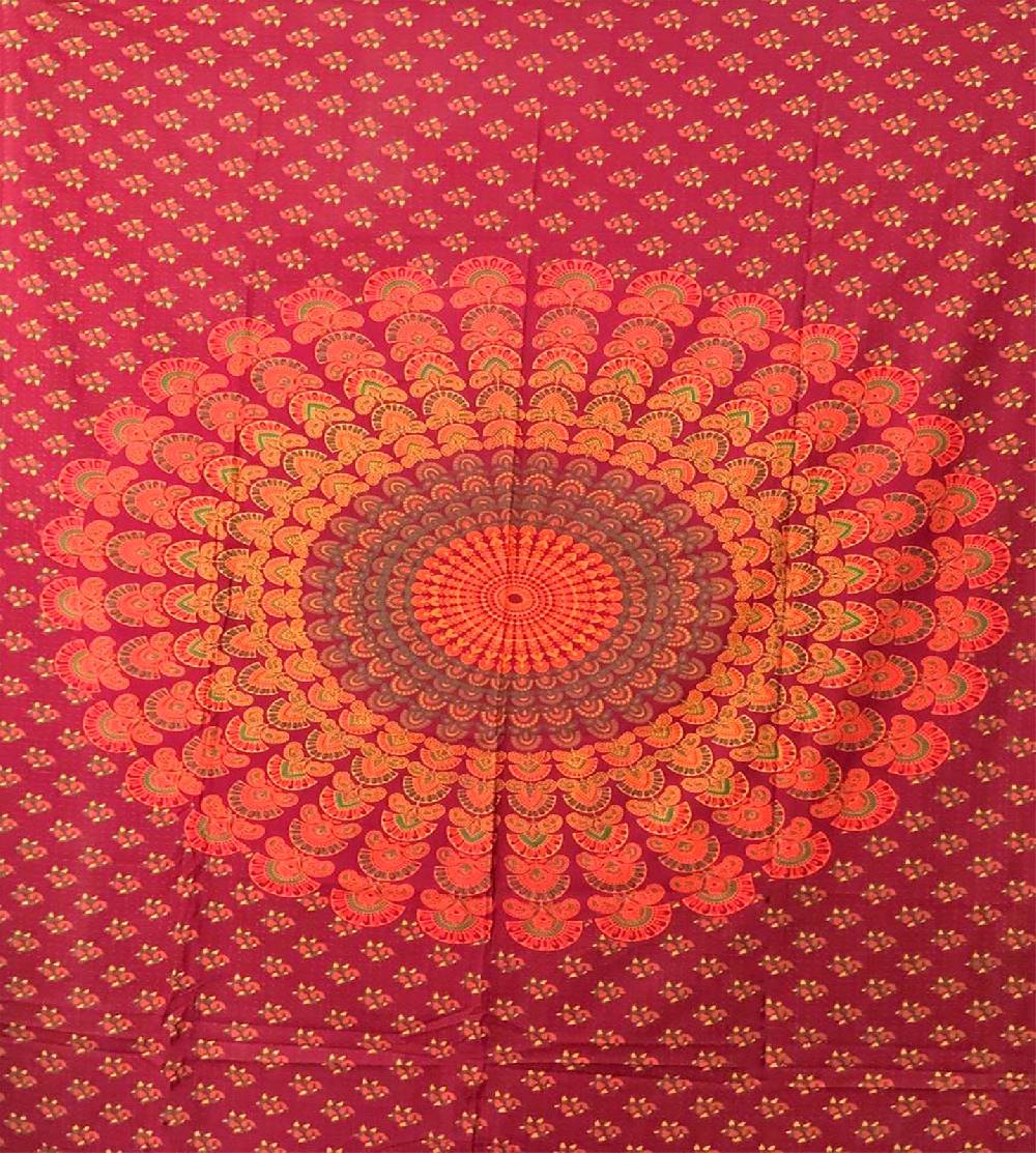 Kunst Und Magie Tagesdecke Wandbehang Mandala Deko Tuch Peacock Pfau XL ca. 200 x 230cm Neuheiten