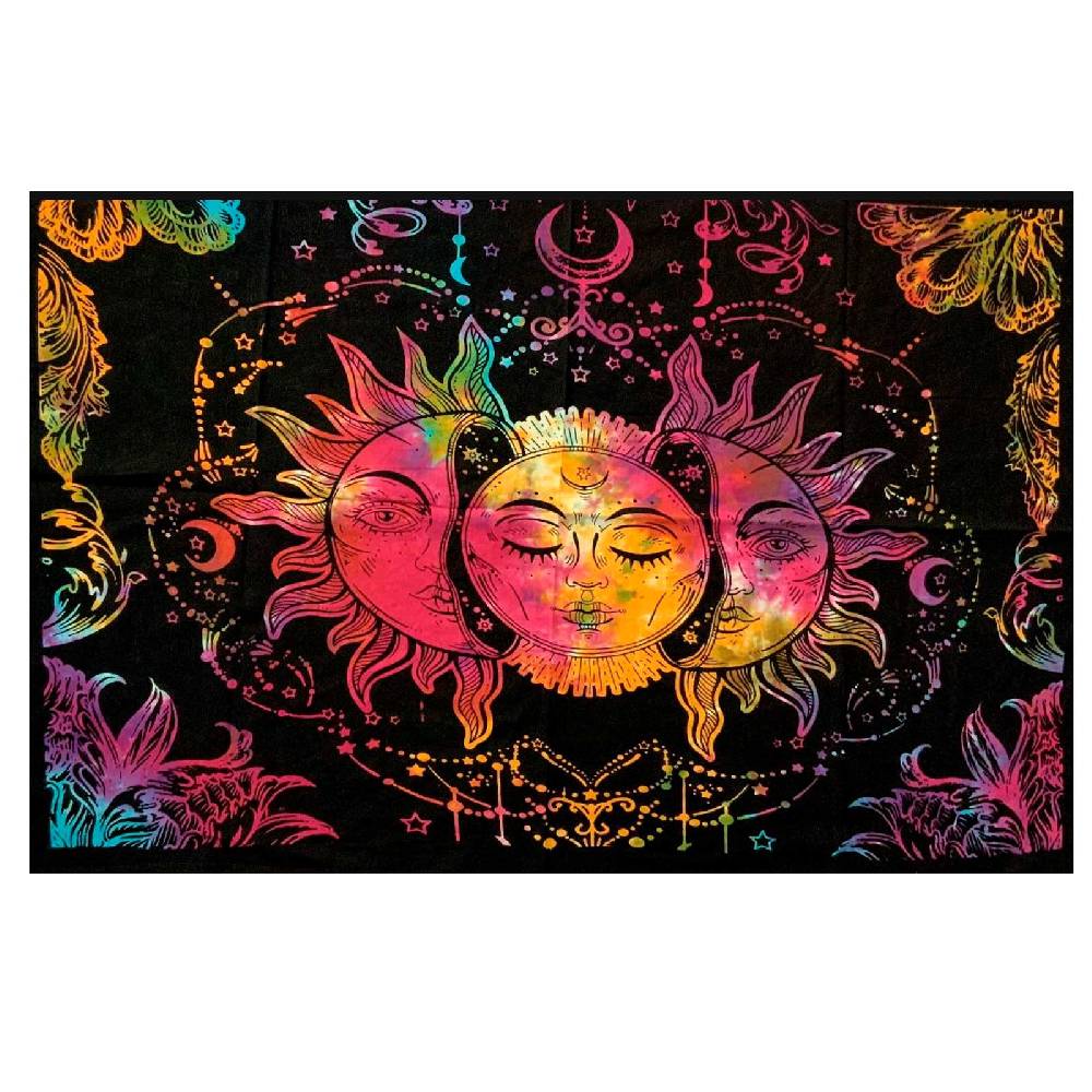 Kunst Und Magie Tagesdecke Wandbehang Sonne Mond und Sterne Deko Tuch Bunt XL ca. 200 x 230cm Bestseller