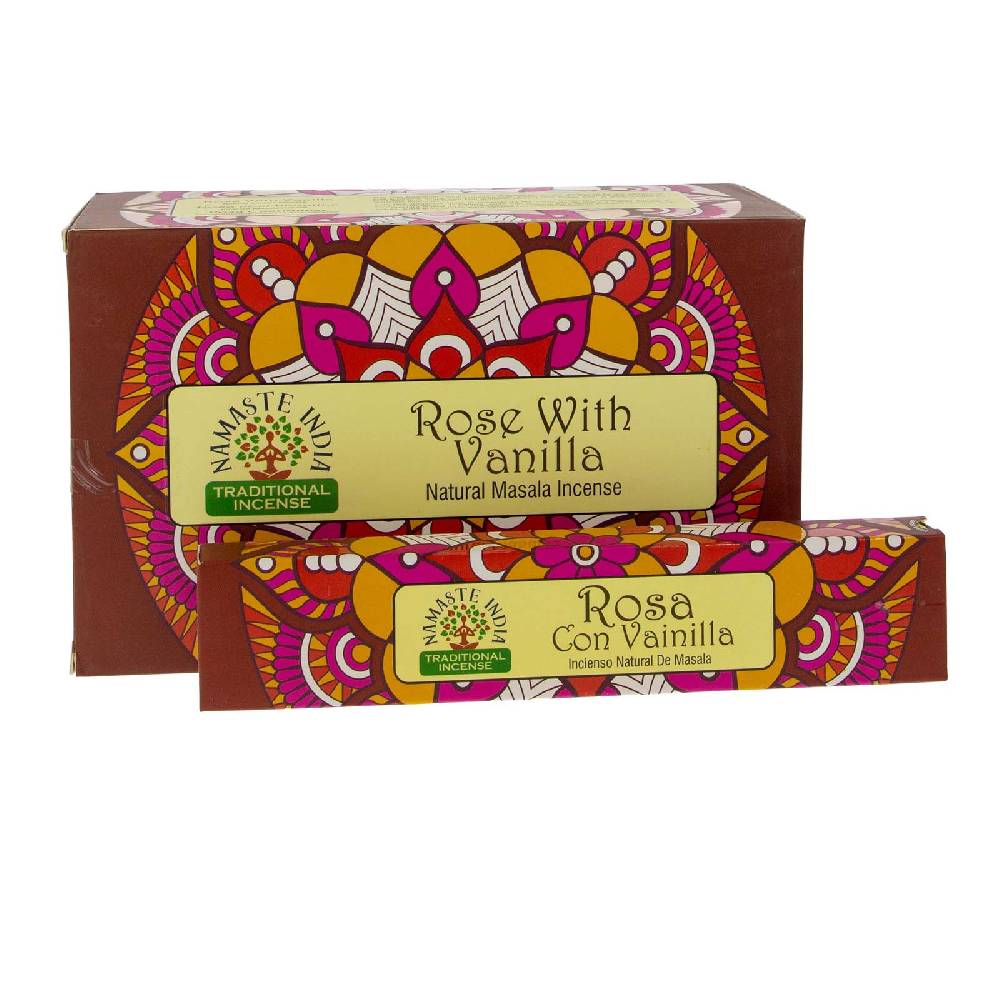 Kunst Und Magie Rose mit Vanille Räucherstäbchen Namaste India Neueste Stile
