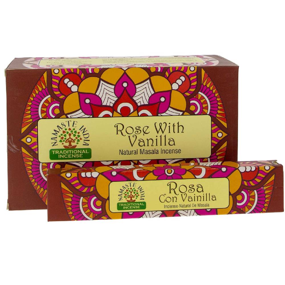 Kunst Und Magie Rose mit Vanille Räucherstäbchen Namaste India Neueste Stile