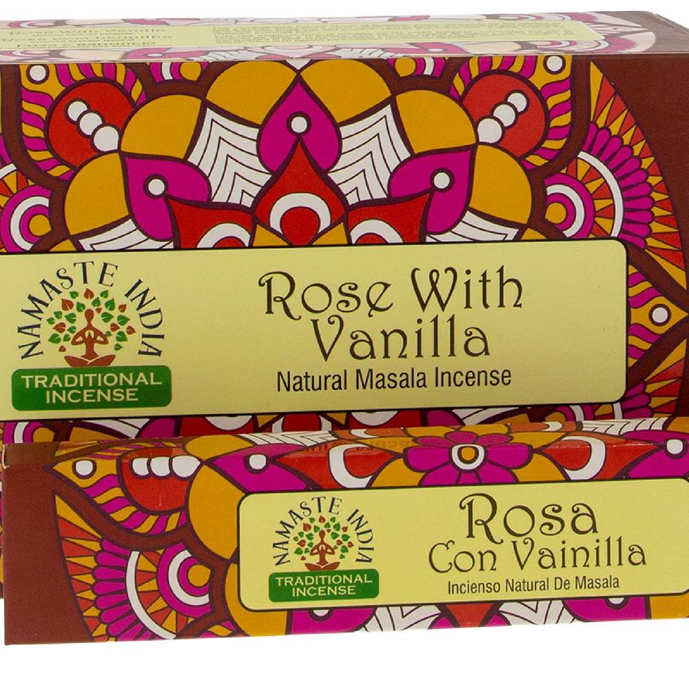 Kunst Und Magie Rose mit Vanille Räucherstäbchen Namaste India Neueste Stile