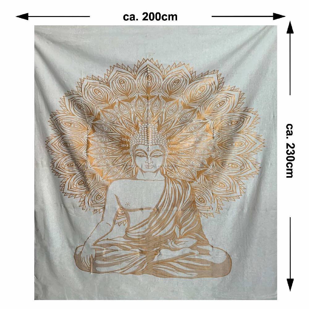 Kunst Und Magie Kunst und Magie Tagesdecke Wandbehang Deko Tuch Buddha Meditation Gold ca. 200 x 230cm Online