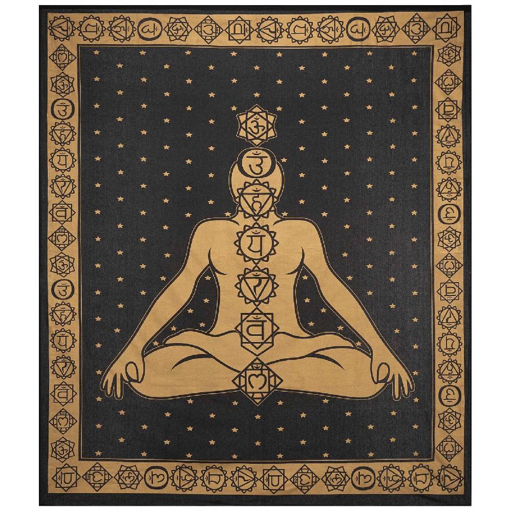 Kunst Und Magie Kunst und Magie Tagesdecke Wandbehang Deko Tuch Chakra Meditation Gold ca. 200 x 230cm Angebote