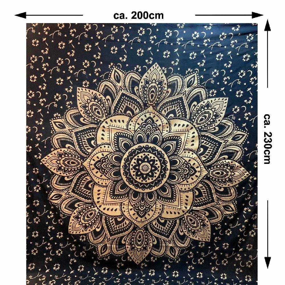 Kunst Und Magie Kunst und Magie Tagesdecke Wandbehang Deko Tuch Lotus Mandala Gold ca. 200 x 230cm Hotsell