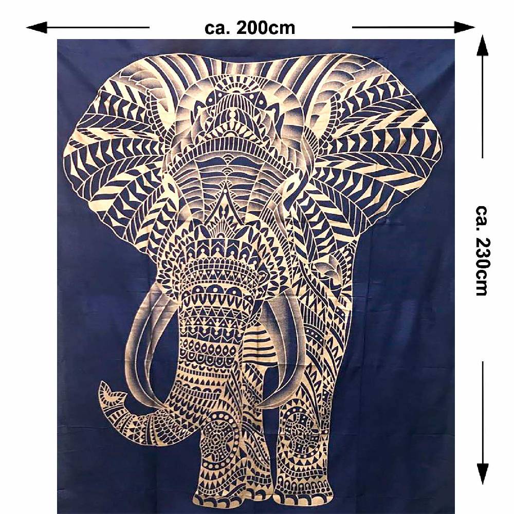 Kunst Und Magie Kunst und Magie Tagesdecke Wandbehang Deko Tuch Goldener Elefant ca. 200 x 230cm im Angebot