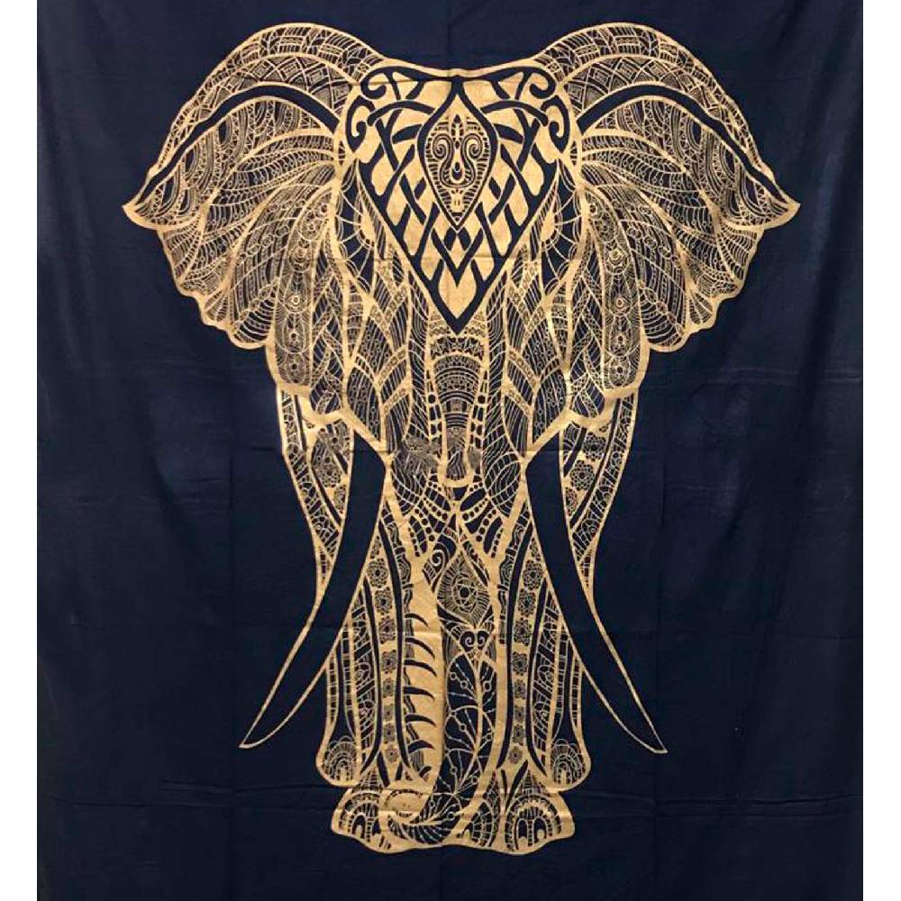 Kunst Und Magie Kunst und Magie Tagesdecke Wandbehang Deko Tuch Goldener Elefant ca. 200 x 230cm im Angebot
