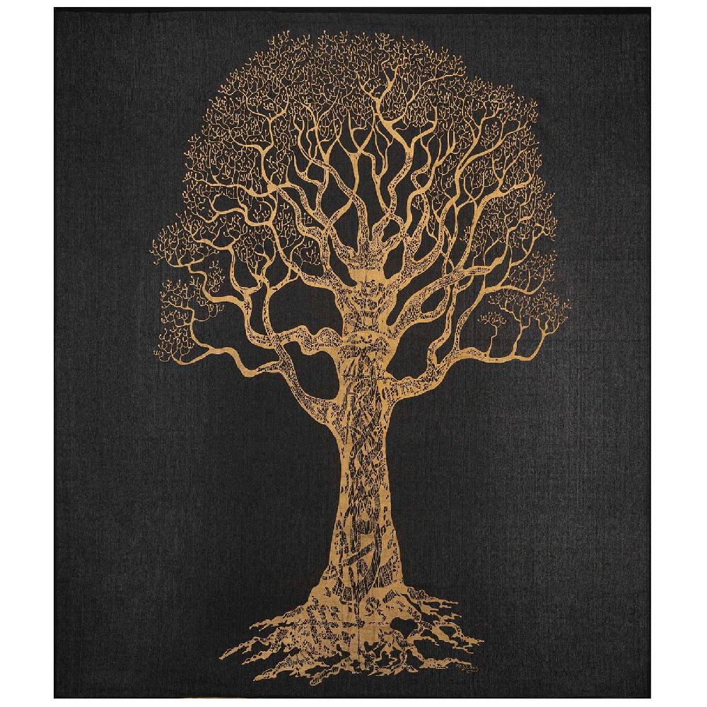 Kunst Und Magie Kunst und Magie Tagesdecke Wandbehang Deko Tuch Goldener Baum ca. 200 x 230cm XL Schlussverkauf