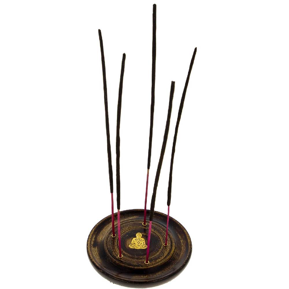 Kunst Und Magie Buddha Halter für Räucherstäbchen Kegel Räucherstäbchenhalter aus Holz Rund 10cm Fabrikverkauf